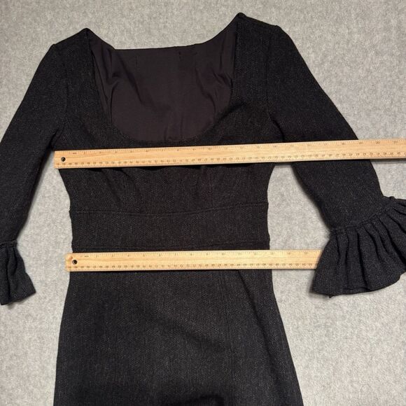 Susana Monaco REVOLVE Wool Dress Women 2 Black Elbow Frill Scoop Neck Office - Picture 4 of 9